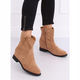 Boots sur un coin caché beige G-7605 Kaki 3