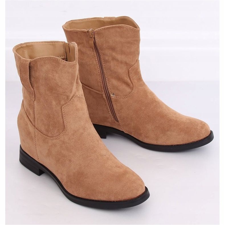 Boots sur un coin caché beige G-7605 Kaki 1