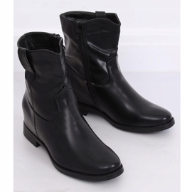 Bottes en grain noir sur un coin caché G-7607 Noir le noir jaune 2