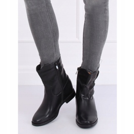 Bottes en grain noir sur un coin caché G-7607 Noir le noir jaune 3