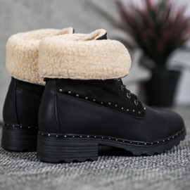 SHELOVET Bottes noires en peau de mouton 1
