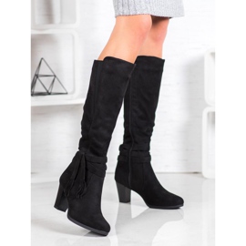 Queen Vivi Bottines en daim à franges le noir 3