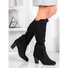 Queen Vivi Bottines en daim à franges le noir 2