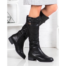 Gogo Bottes d'équitation noires avec cuir écologique le noir 1 Gogo Bottes d'équitation noires avec cuir écologique le noir 1