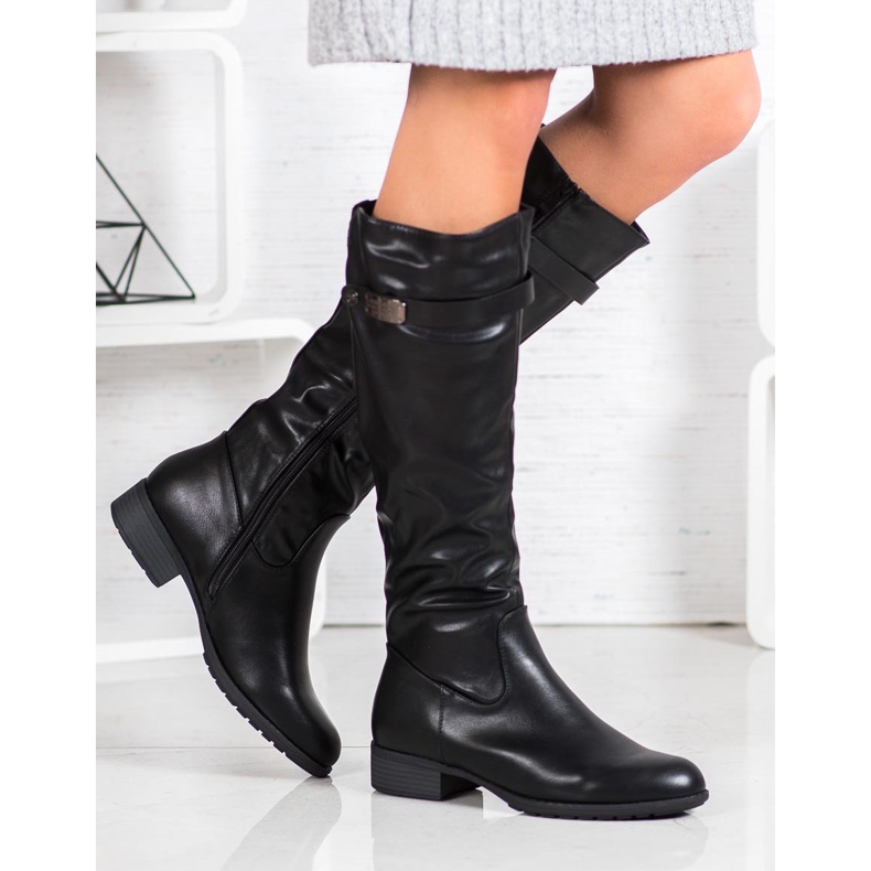Gogo Bottes d'équitation noires avec cuir écologique le noir 1 Gogo Bottes d'équitation noires avec cuir écologique le noir 1