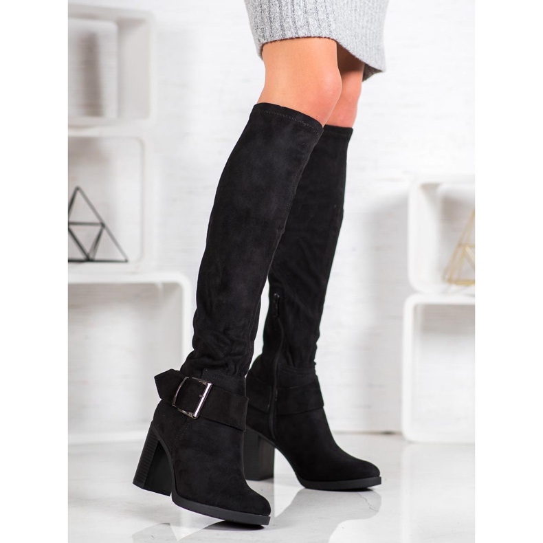 Super Mode Bottes élégantes avec boucle le noir 1
