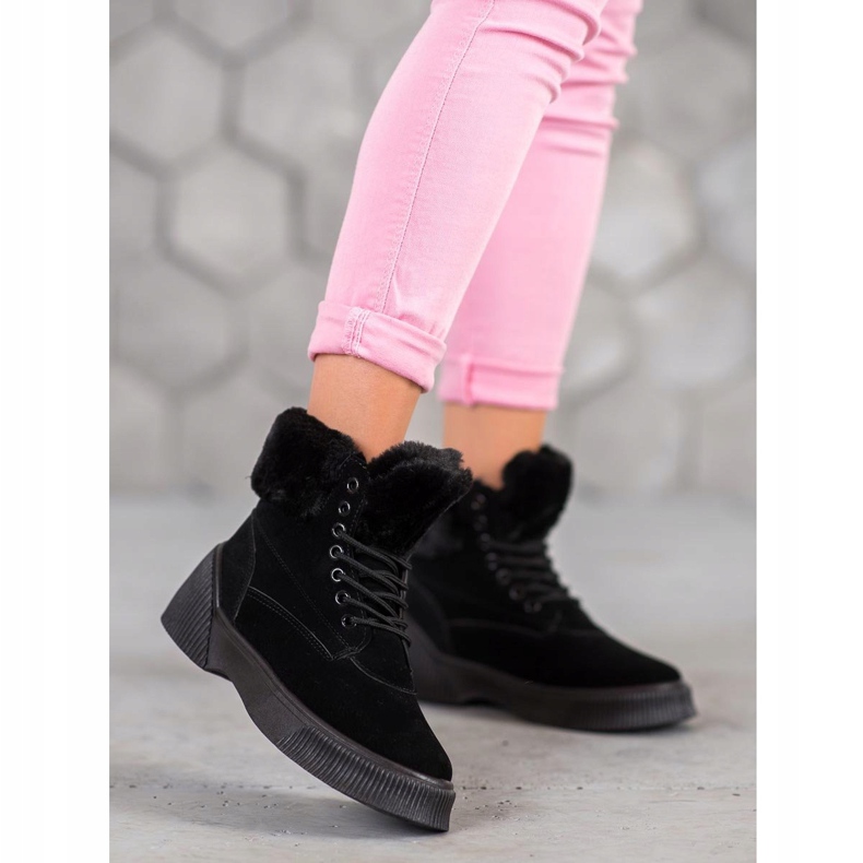 SHELOVET Taperki à la mode sur la plate-forme le noir 2