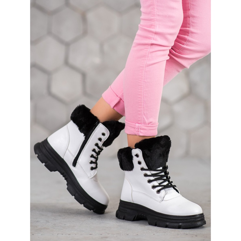 SHELOVET Travailleurs à lacets avec fourrure blanche 2 SHELOVET Travailleurs à lacets avec fourrure blanche 2