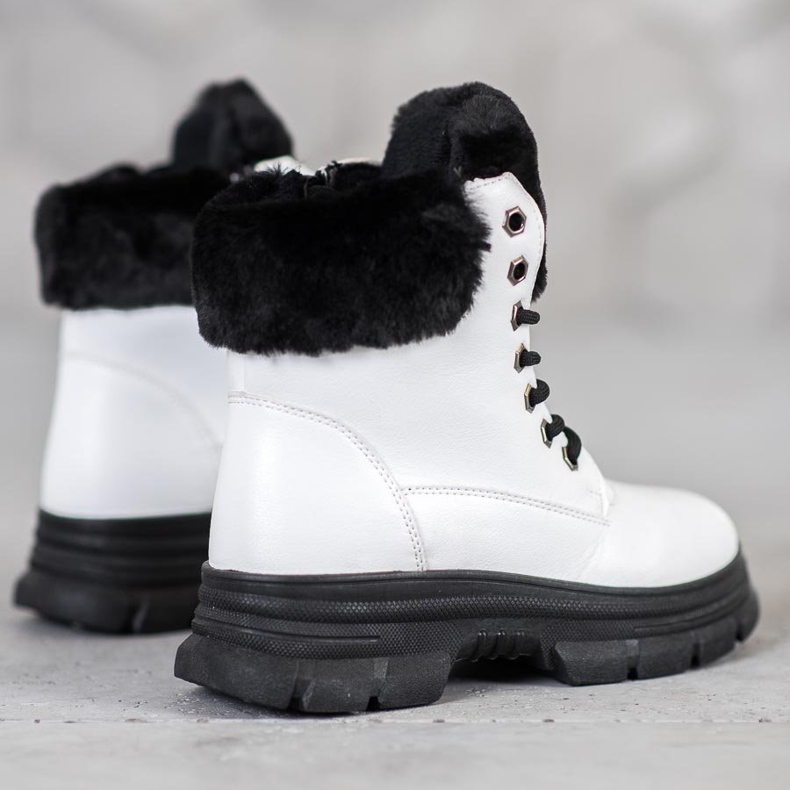 SHELOVET Travailleurs à lacets avec fourrure blanche 1 SHELOVET Travailleurs à lacets avec fourrure blanche 1