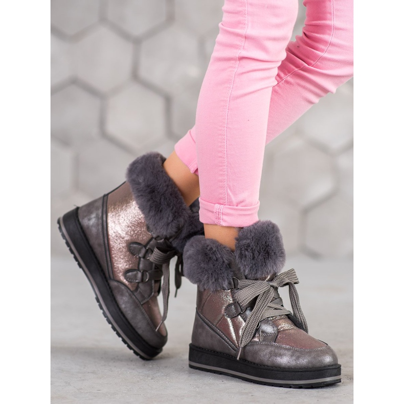 Muto Bottes de neige brillantes gris 1