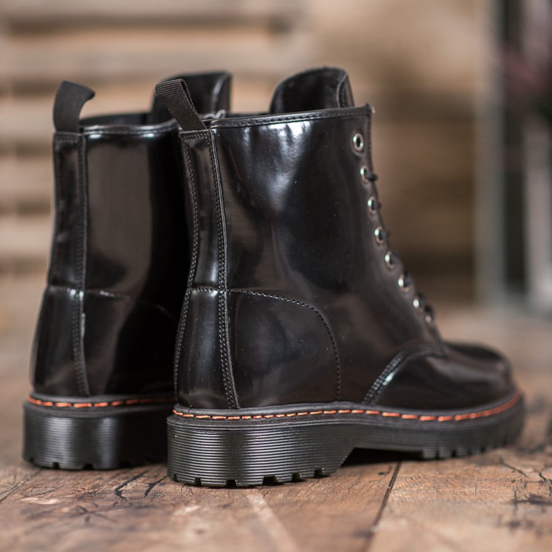 SHELOVET Travailleurs noirs avec cuir écologique le noir 1 SHELOVET Travailleurs noirs avec cuir écologique le noir 1