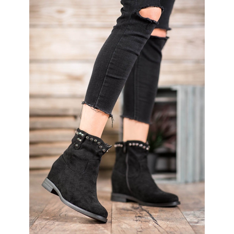 Ideal Shoes Bottes de cowboy chaudes avec jets noir 2