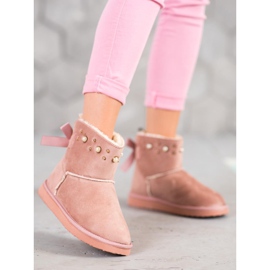 Bella Star Mukluki en daim avec perles rose 3