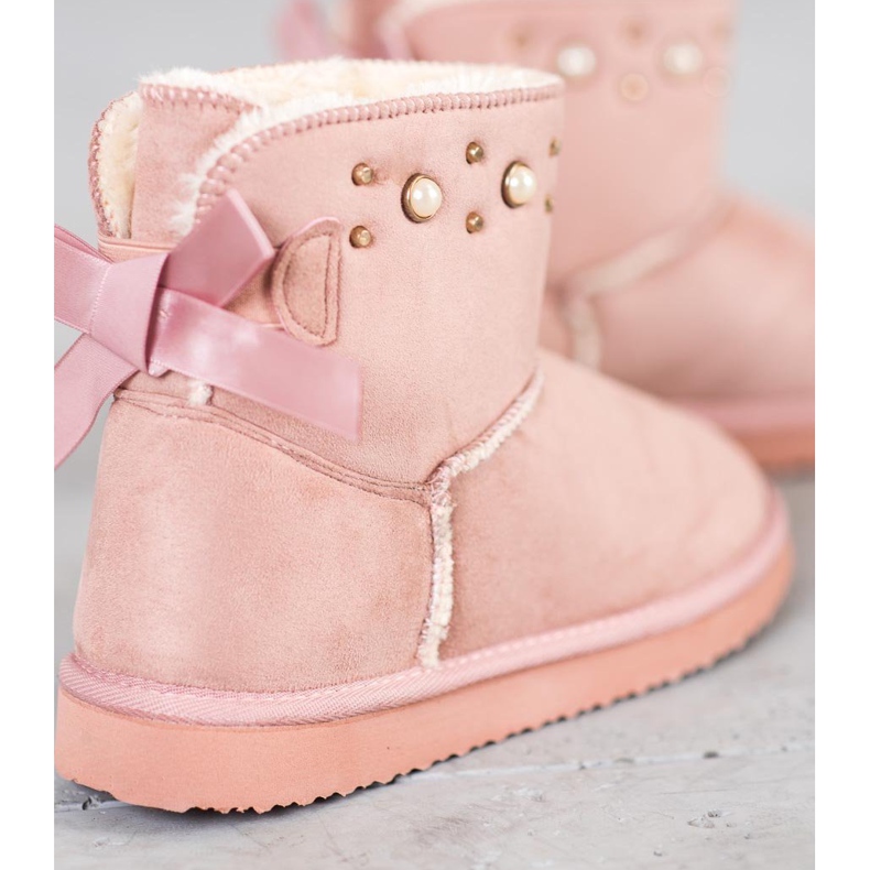 Bella Star Mukluki en daim avec perles rose 1