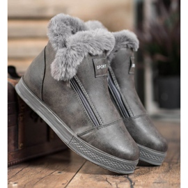 SHELOVET Bottes de sport avec fourrure gris 1