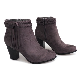 Bottines En Daim Sur Une Barre Franges B324 Gris 1