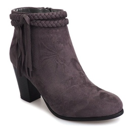 Bottines En Daim Sur Une Barre Franges B324 Gris 2