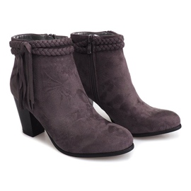 Bottines En Daim Sur Une Barre Franges B324 Gris 3