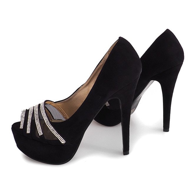 Escarpins en daim sur un talon haut MD7079-1 Noir le noir 2