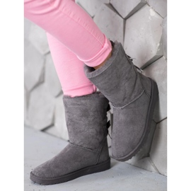 Haver Bottes de neige chaudes avec nœuds gris 1 Haver Bottes de neige chaudes avec nœuds gris 1