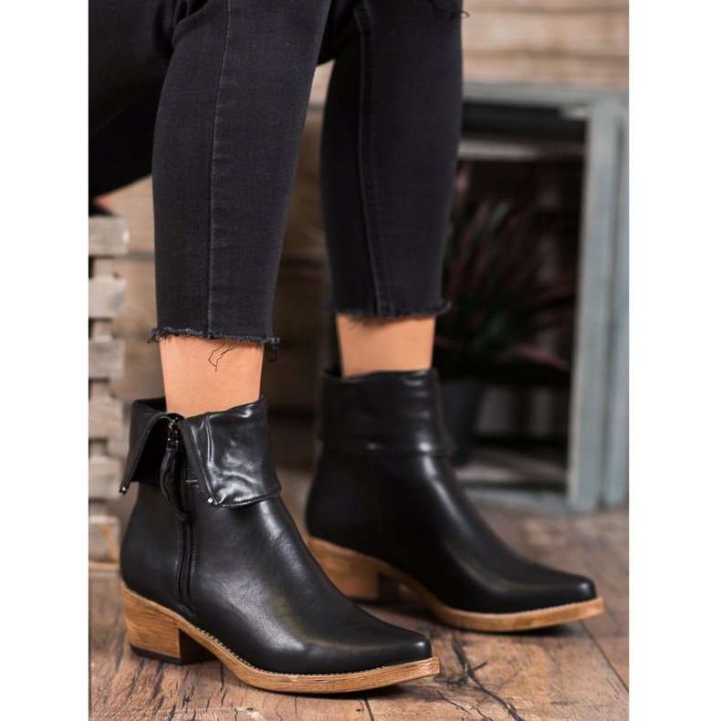 Kylie Bottes de cowboy avec tige enroulable noir 2