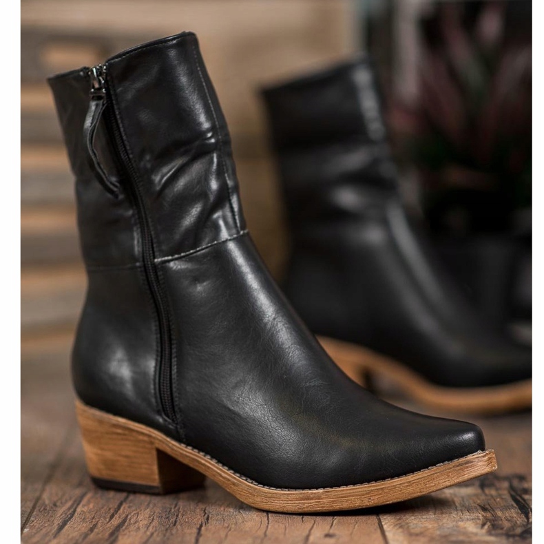 Kylie Bottes de cowboy avec tige enroulable noir 1