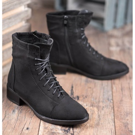 Super Mode Bottines attachées le noir 1