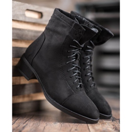 Super Mode Bottines attachées le noir 5