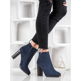 Ideal Shoes Bottines classiques à talons hauts bleu 6