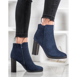 Ideal Shoes Bottines classiques à talons hauts bleu 1