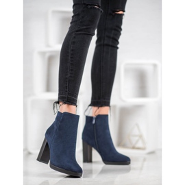 Ideal Shoes Bottines classiques à talons hauts bleu 5