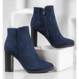 Ideal Shoes Bottines classiques à talons hauts bleu 4