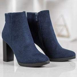Ideal Shoes Bottines classiques à talons hauts bleu 3