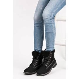 Trappeurs élégants avec peau de mouton noir 2