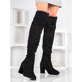 SHELOVET Bottes en daim avec fourrure le noir 5