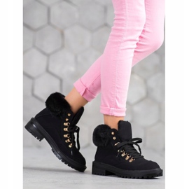 Bottines textile avec fourrure VICES le noir 5