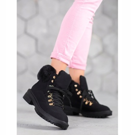 Bottines textile avec fourrure VICES le noir 1