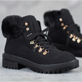 Bottines textile avec fourrure VICES le noir 2