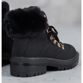 Bottines textile avec fourrure VICES le noir 4