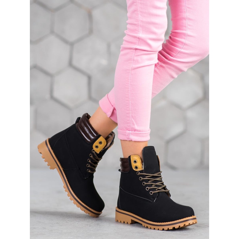 SHELOVET Bottes de randonnée chaudes sur la plate-forme le noir 1