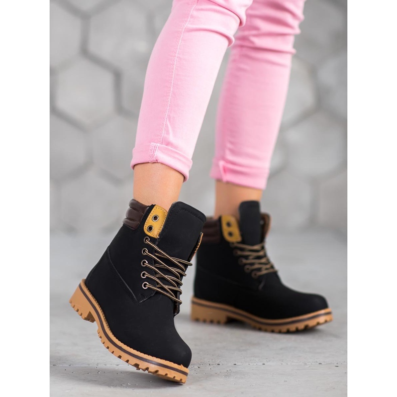 SHELOVET Bottes de randonnée chaudes sur la plate-forme le noir 2