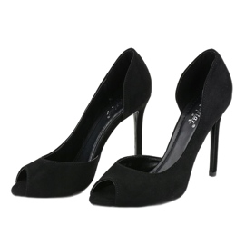 Escarpins noirs asymétriques en daim M282P le noir 2