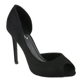 Escarpins noirs asymétriques en daim M282P le noir 1