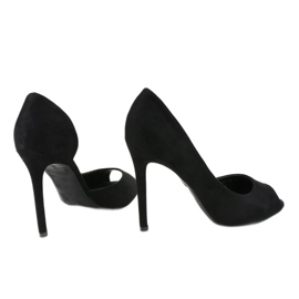 Escarpins noirs asymétriques en daim M282P le noir 3