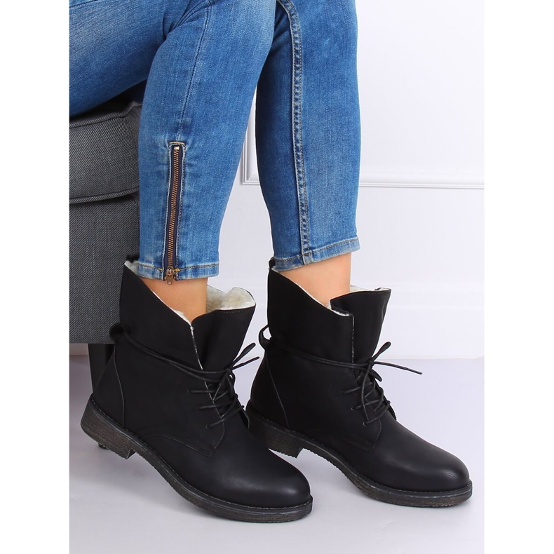 Bottines noires sur peau de mouton 758-PA Noir 1
