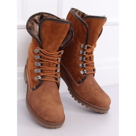 Bottines en bois avec fourrure de chameau 331H-PA Camel brun 3