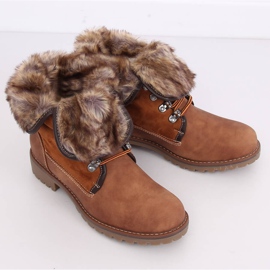 Bottines en bois avec fourrure de chameau 331H-PA Camel brun 4