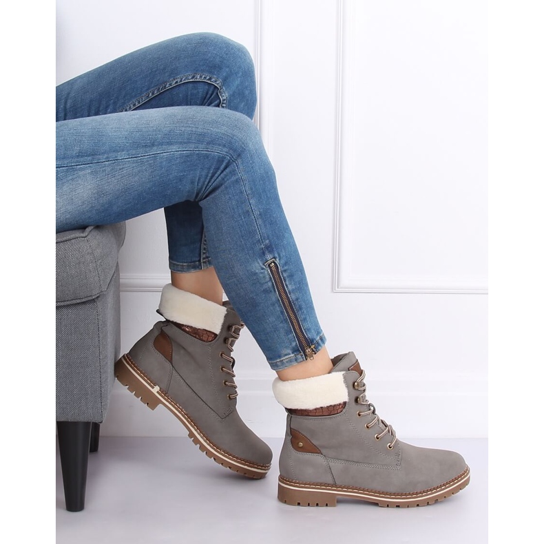 Bottes en bois grises pour femmes 185-PA Gris 1