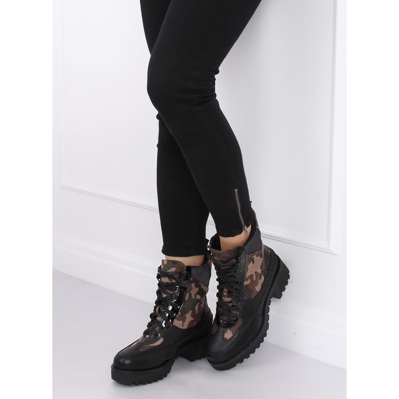 Chaussures à semelles hautes NS067 Camouflage noir 1