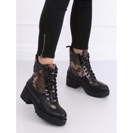 Chaussures à semelles hautes NS067 Camouflage le noir 2